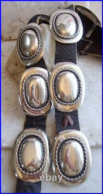 Vtg NAVAJO Old Pawn BRAIDED COLONIAL STYLE 329gr Sterling Silver CONCHO BELT 41