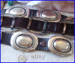 Vtg NAVAJO Old Pawn BRAIDED COLONIAL STYLE 329gr Sterling Silver CONCHO BELT 41