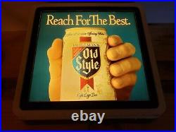 Vtg Old Style Beer Light Up Bar Sign Rare Reach For The Best 19x20