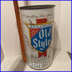 Vtg Old Style Beer Metal Trash Can Heileman's Wisconsin 20 Tall 9.5 Diameter