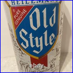 Vtg Old Style Beer Metal Trash Can Heileman's Wisconsin 20 Tall 9.5 Diameter