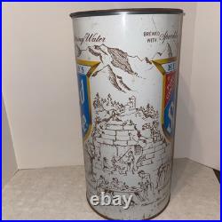 Vtg Old Style Beer Metal Trash Can Heileman's Wisconsin 20 Tall 9.5 Diameter
