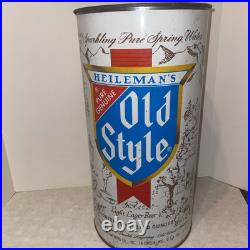 Vtg Old Style Beer Metal Trash Can Heileman's Wisconsin 20 Tall 9.5 Diameter