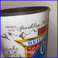 Vtg Old Style Beer Metal Trash Can Heileman's Wisconsin 20 Tall 9.5 Diameter