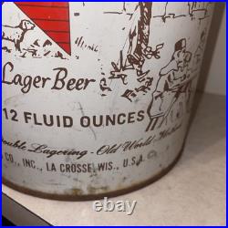 Vtg Old Style Beer Metal Trash Can Heileman's Wisconsin 20 Tall 9.5 Diameter