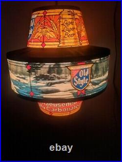 Vtg Old Style Beer Rotating Spinning Motion Hanging Light Sign Rotating