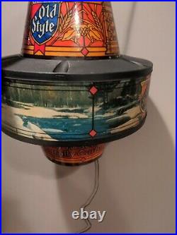 Vtg Old Style Beer Rotating Spinning Motion Hanging Light Sign Rotating
