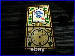 Vtg Pabst Beer Sign Rare Swag Style Stain Glass Old Clock Bar Light Pub Rec Room