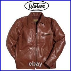 Warson Motors Golden Racer Biker Brown Leather Jacket Retro Motorcycle Large L