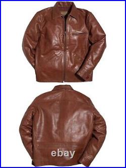 Warson Motors Golden Racer Biker Brown Leather Jacket Retro Motorcycle Large L