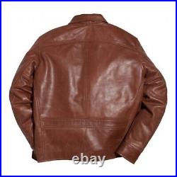 Warson Motors Golden Racer Biker Brown Leather Jacket Retro Motorcycle Large L