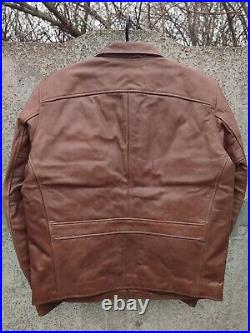 Warson Motors Golden Racer Biker Brown Leather Jacket Retro Motorcycle Large L