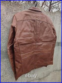 Warson Motors Golden Racer Biker Brown Leather Jacket Retro Motorcycle Large L