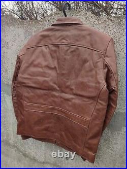 Warson Motors Golden Racer Biker Brown Leather Jacket Retro Motorcycle Large L