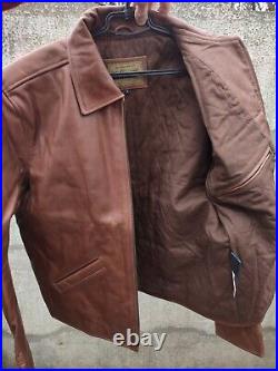 Warson Motors Golden Racer Biker Brown Leather Jacket Retro Motorcycle Large L