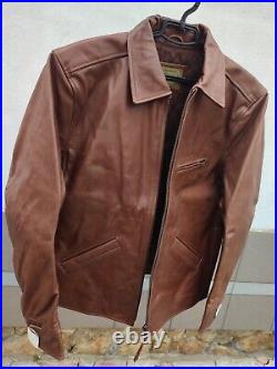 Warson Motors Golden Racer Biker Brown Leather Jacket Retro Motorcycle Large L