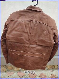 Warson Motors Golden Racer Biker Brown Leather Jacket Retro Motorcycle Large L