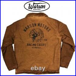 Warson Motors Heavy Big Chief Jacket Men Biker Brown Faux Shearling Sherpa S 3XL