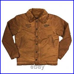 Warson Motors Heavy Big Chief Jacket Men Biker Brown Faux Shearling Sherpa S 3XL