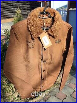 Warson Motors Heavy Big Chief Jacket Men Biker Brown Faux Shearling Sherpa S 3XL