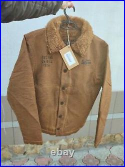 Warson Motors Heavy Big Chief Jacket Men Biker Brown Faux Shearling Sherpa S 3XL