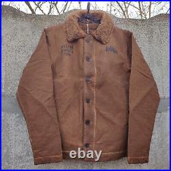 Warson Motors Heavy Big Chief Jacket Men Biker Brown Faux Shearling Sherpa S 3XL