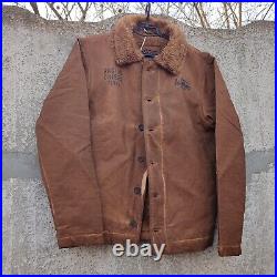 Warson Motors Heavy Big Chief Jacket Men Biker Brown Faux Shearling Sherpa S 3XL