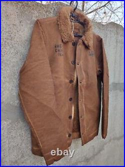 Warson Motors Heavy Big Chief Jacket Men Biker Brown Faux Shearling Sherpa S 3XL