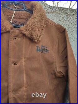 Warson Motors Heavy Big Chief Jacket Men Biker Brown Faux Shearling Sherpa S 3XL