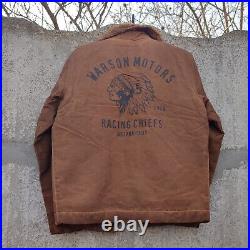 Warson Motors Heavy Big Chief Jacket Men Biker Brown Faux Shearling Sherpa S 3XL