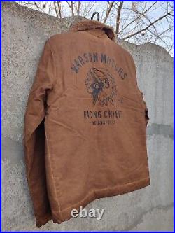 Warson Motors Heavy Big Chief Jacket Men Biker Brown Faux Shearling Sherpa S 3XL