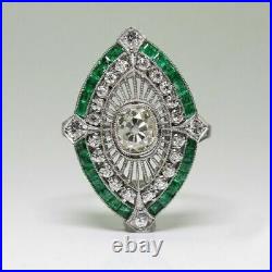 White Old European-cut Ring Green Princess & White Diamond Vintage Style Jewelry