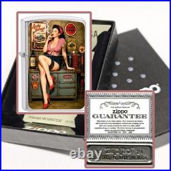 ZIPPO Anime Vintage Style Girl with cigar Lighter fine art design, OLD TIME