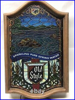 (vtg) 1979 Old Style Beer Stain Glass Looking Waterfall Light Up Lake Scene Sign
