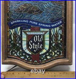 (vtg) 1979 Old Style Beer Stain Glass Looking Waterfall Light Up Lake Scene Sign