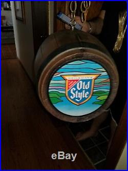 (vtg) Old Style Beer Barrel Spinning Moton Moving Light Up Bar Sign (nos) Rare
